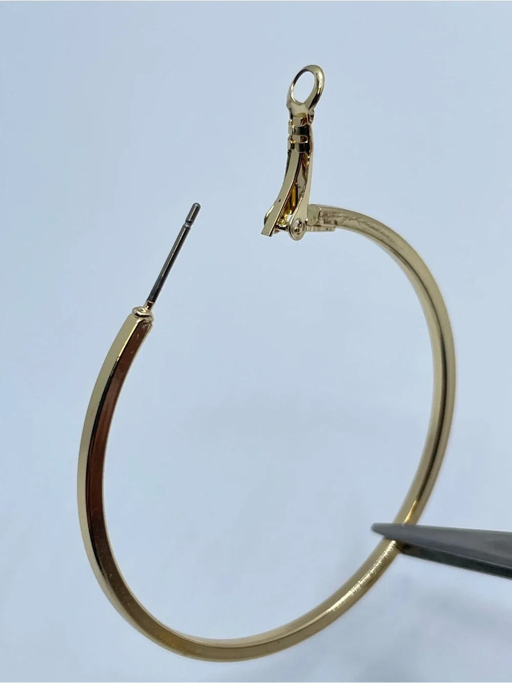 Gold Tone Large Hoop Earrings Classic Minimalist Lightweight Hoops